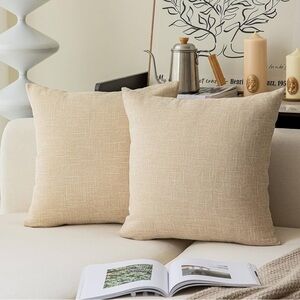 Kevin Textile Textural Faux Linen Throw Pillow Covers